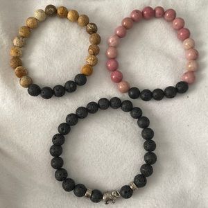 Set of Lava Beads Bracelets for Essential Oils